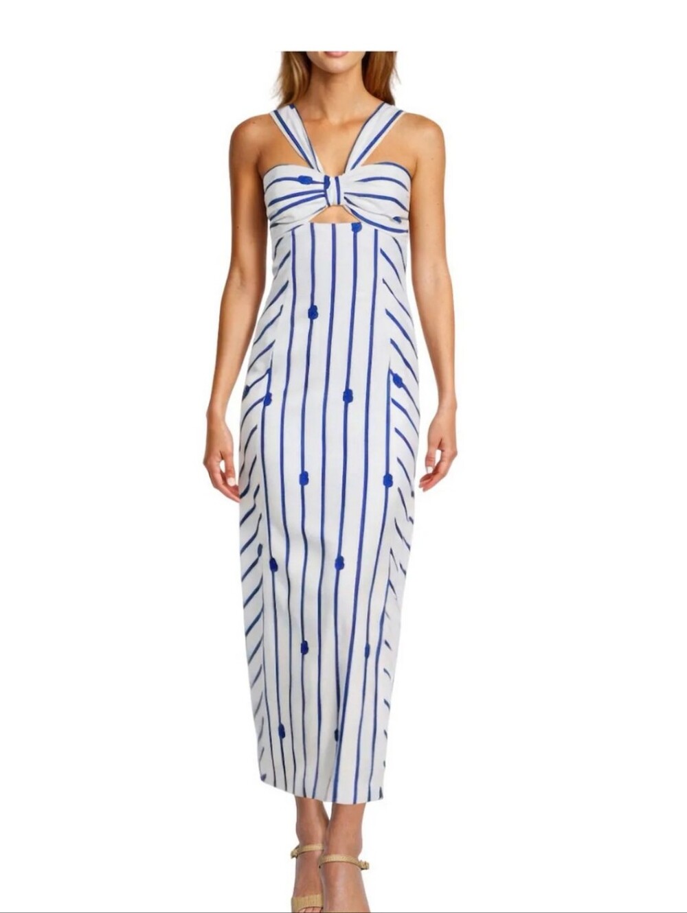 Antonio Melani Nicki Rope Sleeveless Halter Maxi Dress Blue & White Size 0 NWT
